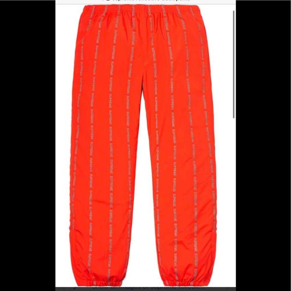 Supreme reflective text track pants